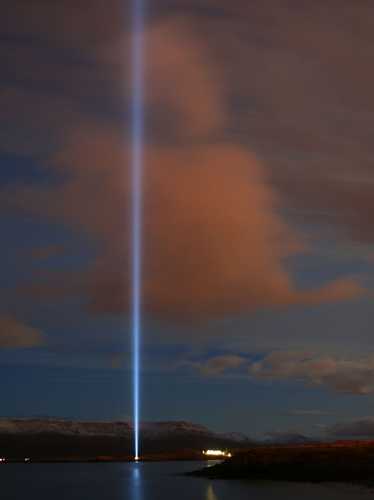 Yoko Ono – Imagine Peace Tower, 2007, Viðey Island, Kollafjörður Bay, near Reykjavík, Iceland feat