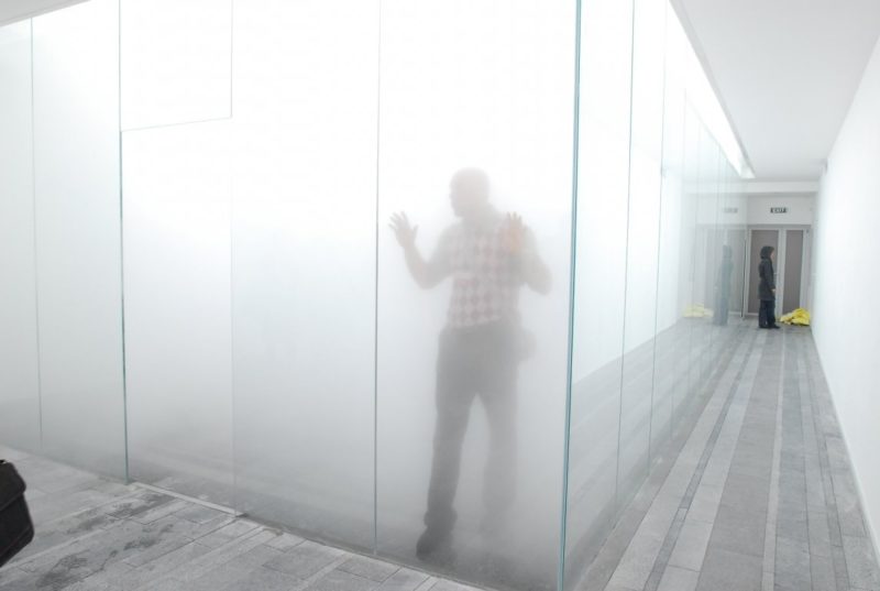 Antony Gormley - Blind Light, 2007, fluorescent light, water, ultrasonic humidifiers, toughened low iron glass, aluminium, 320 x 978.5 x 856.5 cm, installation view, Pinchuk Art Centre, Kiev, Ukraine, 2007