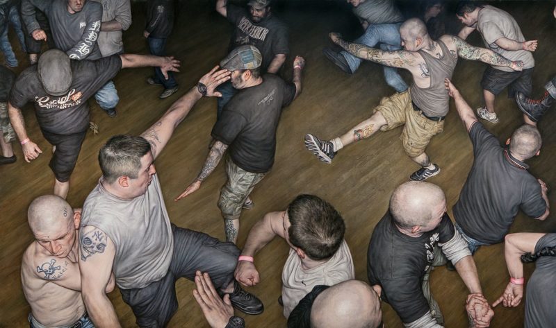 Dan Witz - Agnostic Front Circle Pit, 2014, oil on canvas, 48 x 82