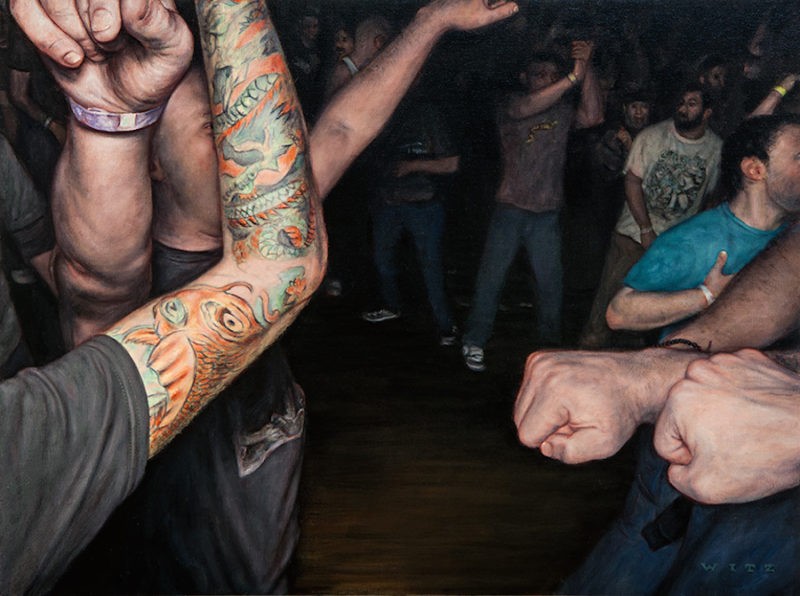 Dan Witz - Agnostic Front Crowd Study, 2014, oil on canvas, 15 x 20 in