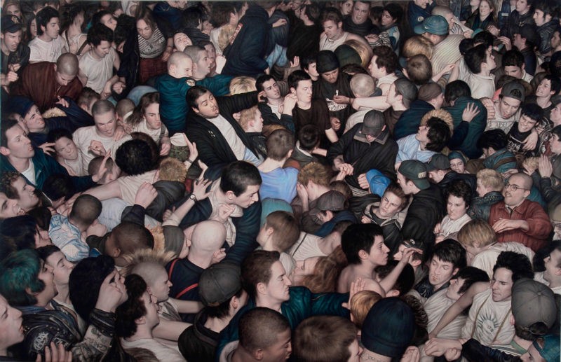 Dan Witz - Big Mosh Pit, 2007, oil and mixed media on canvas, 46 x 70 in