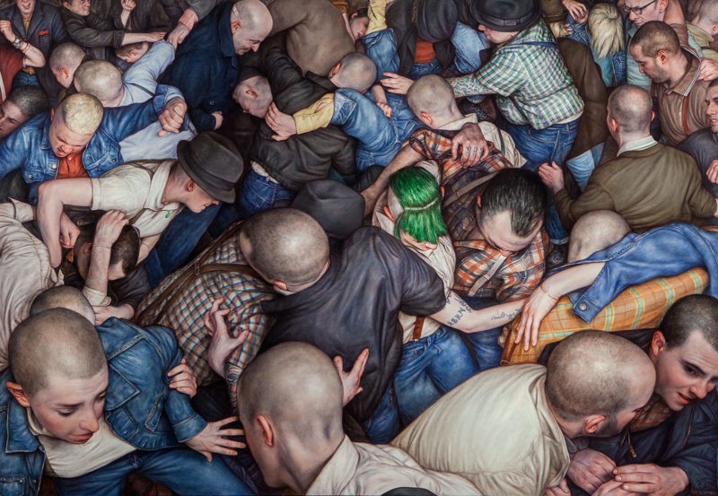 Dan Witz - Byronesque 3, 2015, oil on canvas, 49 x 71 in with frame