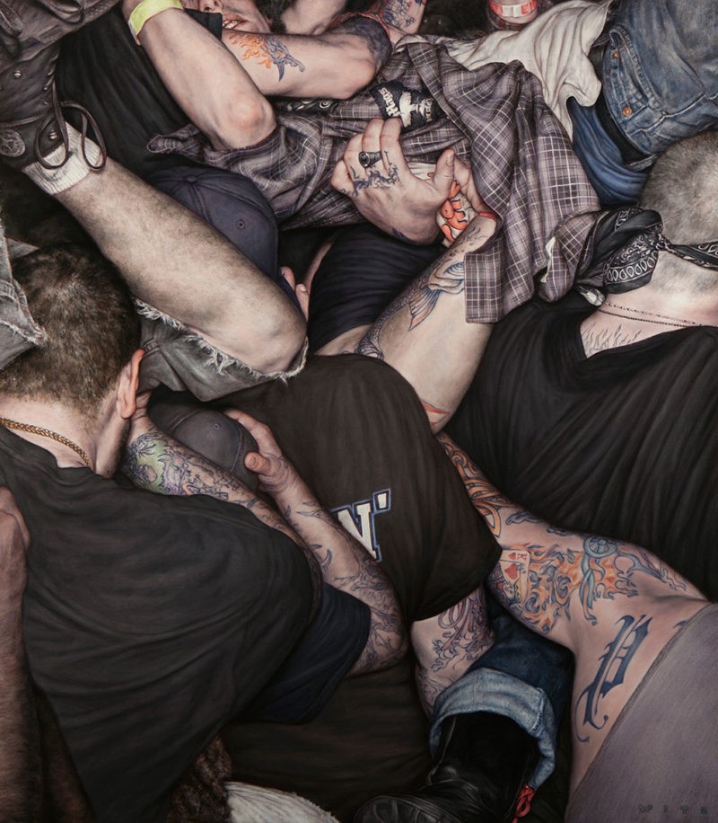 Dan Witz - Scrum 1 (King of Hearts), 2015, oil on canvas, 49 x 43 in with frame