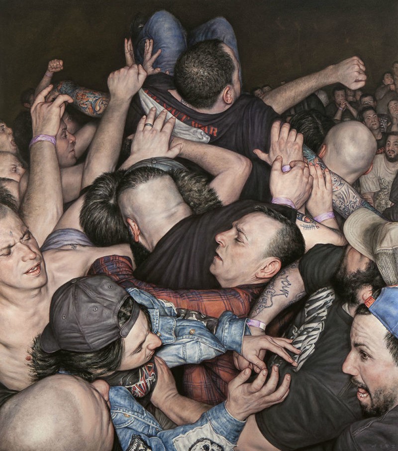 Dan Witz - Scrum 2 (All Out War), 2015, oil on canvas, 49 x 43 in with frame