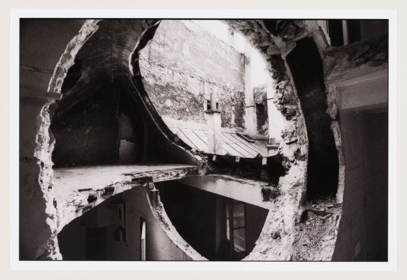 Interior view of Gordon Matta-Clark's Conical Intersect, Paris, September 1975