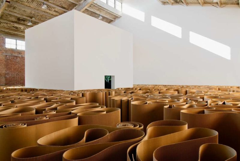 Michelangelo Pistoletto - The Labyrinth, 1969-2007, corrugated cardboard, 2100 meters of cardboard, installation view, Galleria Continua, Beijing, 2008