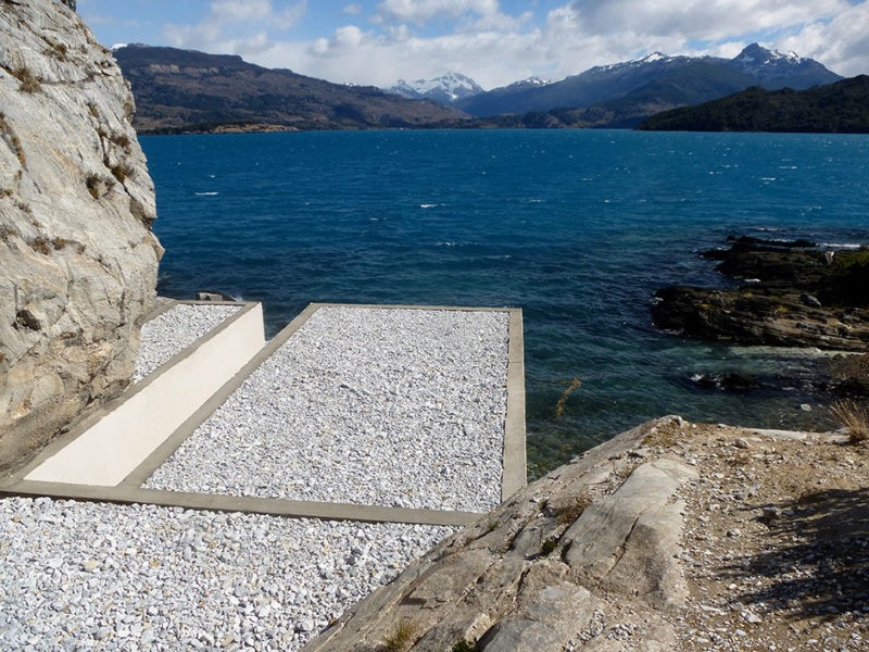 Not Vital - NotOna, 2009, Patagonia, Chile - The view from Big Stairs onto the bank of the lake and the Monte San Valentin massif