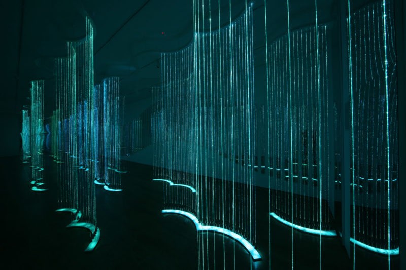 Bruce Munro - Cantus Arcticus, 2013, optical fibre, stainless steel, light source, audio/visual, installation view, Waddesdon Manor, Buckinghamshire, UK 2013.