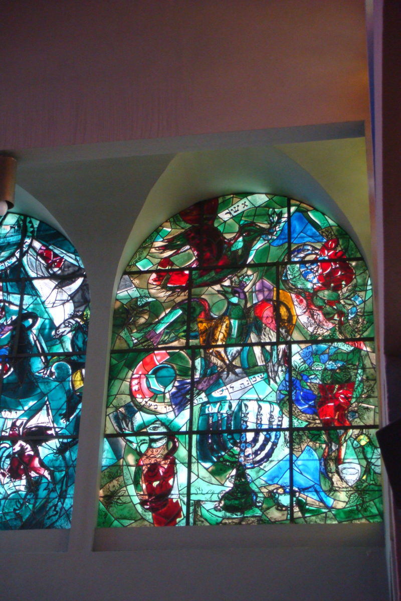 Marc Chagall - Asher, stained glass window, installation view, Hadassah Hospital, Jerusalem, Israel