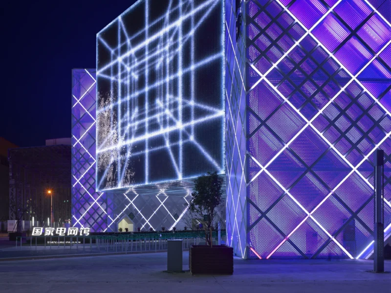 Atelier Brückner – Magic Box, State Grid Pavilion, Expo Shanghai 2010, Exterior View Night – Detail