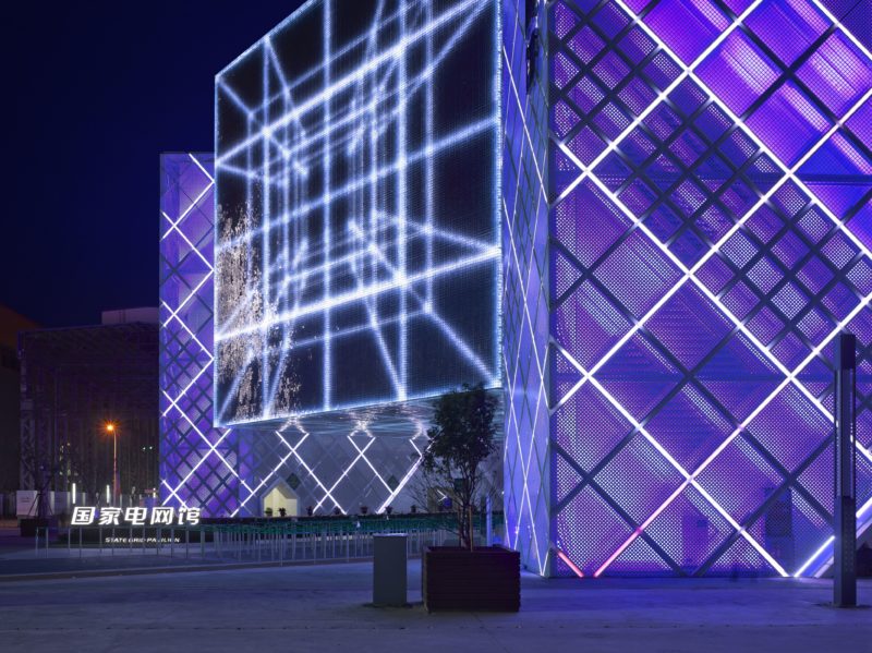 Atelier Brückner - Magic Box, State Grid Pavilion, Expo Shanghai 2010, Exterior View Night – Detail