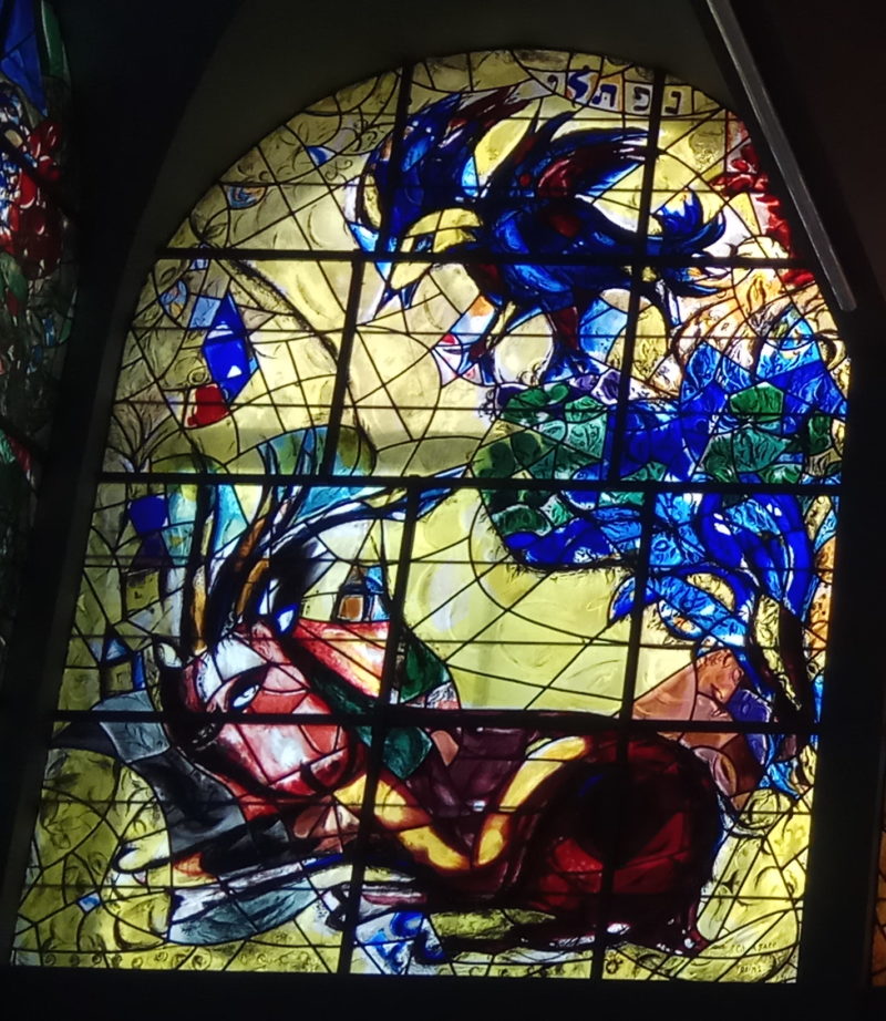 Marc Chagall – Naphtali, stained glass window, installation view, Hadassah Hospital, Jerusalem