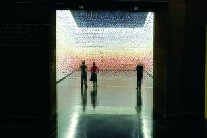 Nike Savvas - Atomic: Full of Love Full of Wonder, 2005, polystyrene, acrylic paint, nylon wire, electric fans, installation view, Australian Centre for Contemporary Art, Melbourne, 2005