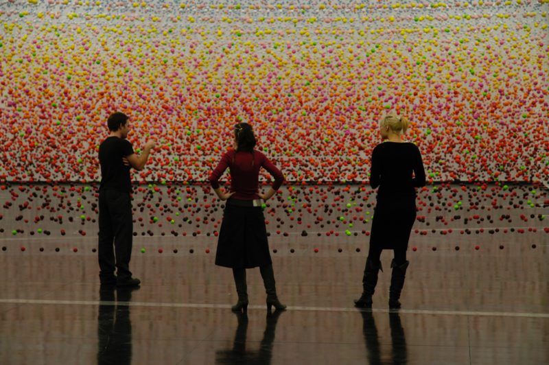 Nike Savvas - Atomic: Full of Love Full of Wonder, 2005, polystyrene, acrylic paint, nylon wire, electric fans, installation view, Australian Centre for Contemporary Art, Melbourne, 2005