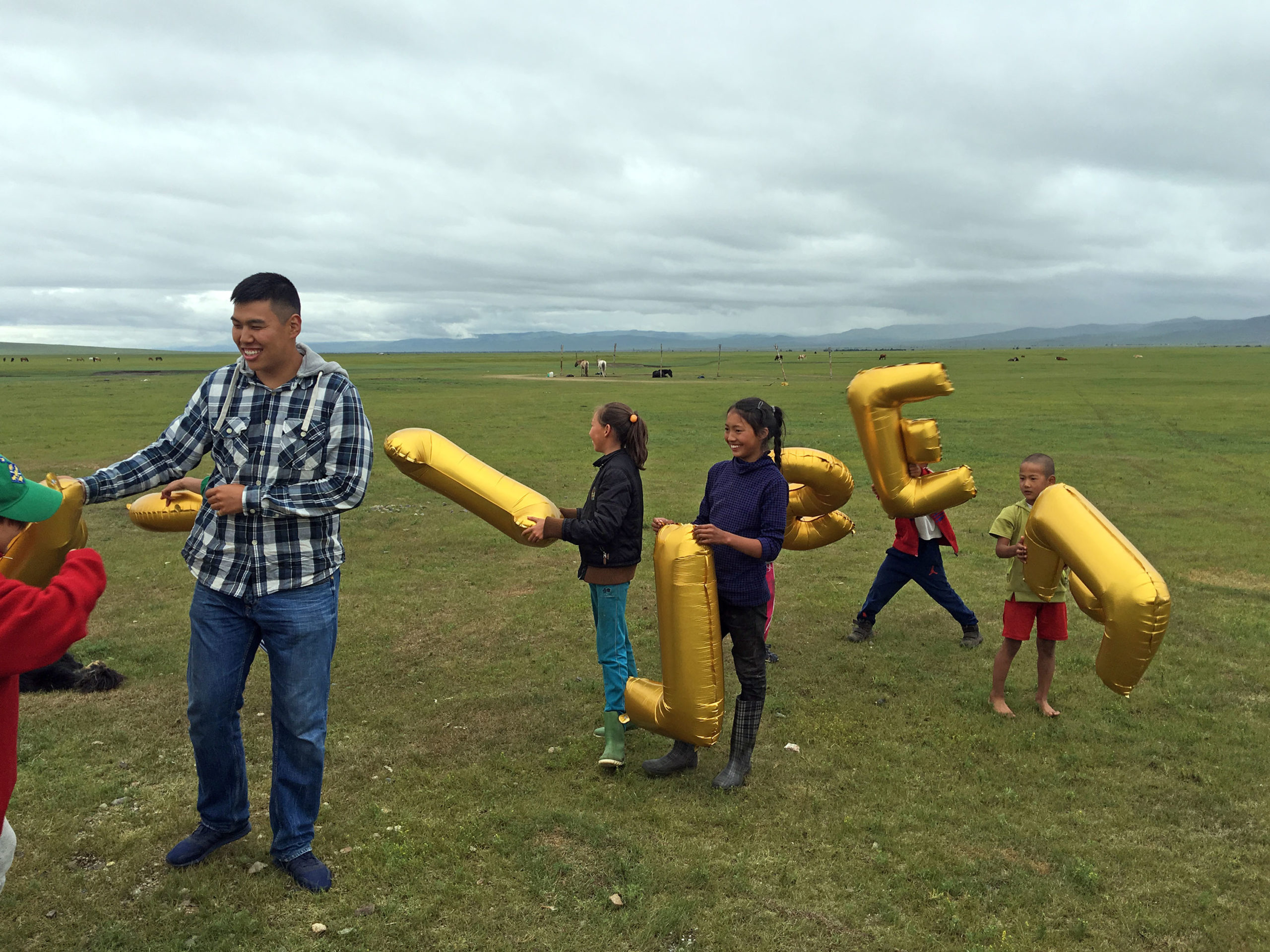 Mongolia, Baganuur - Silence, 2016, Silence Was Golden, gold balloons, workshop