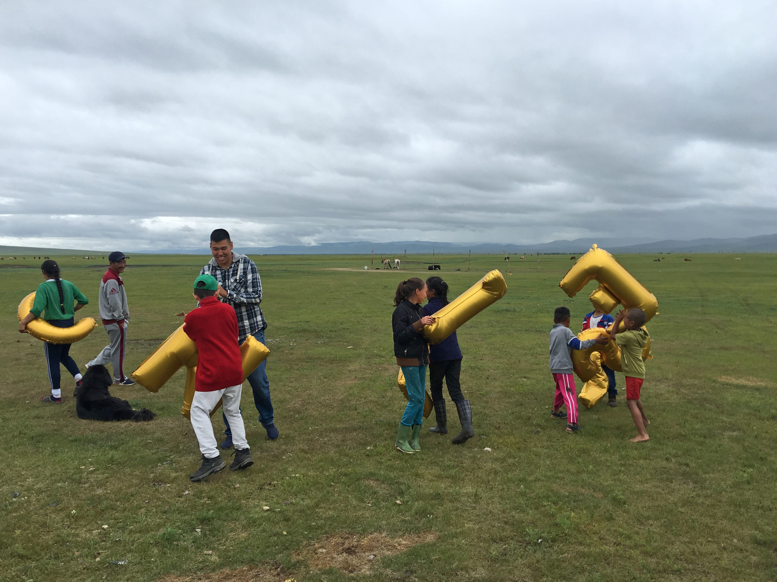 Mongolia, Baganuur - Silence, 2016, Silence Was Golden, gold balloons, workshop