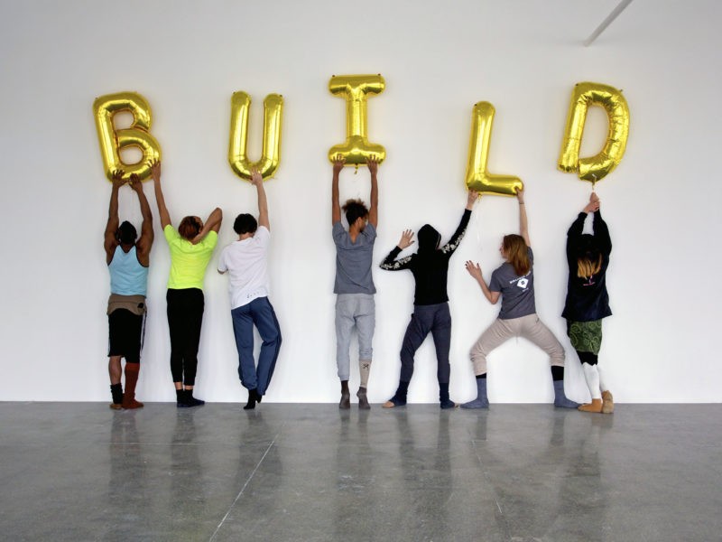 US, New Jersey - Mana Contemporary, Build, golden balloons 1