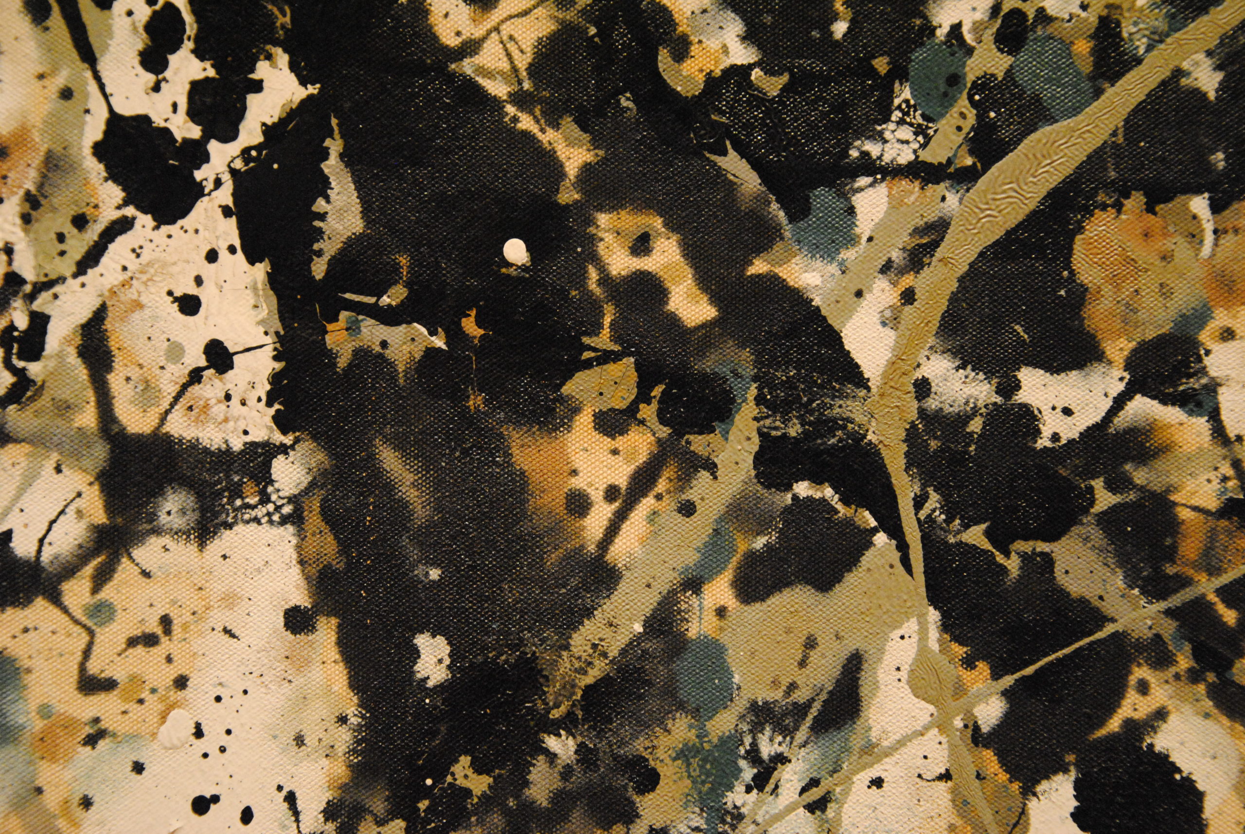 Detail of Jackson Pollock - Autumn Rhythm (Number 30), 1950, enamel on canvas, 266.7 x 525.8 cm (8 ft. 9 in. x 17 ft. 3 in.), installation view, Metropolitan Museum of Art, New York