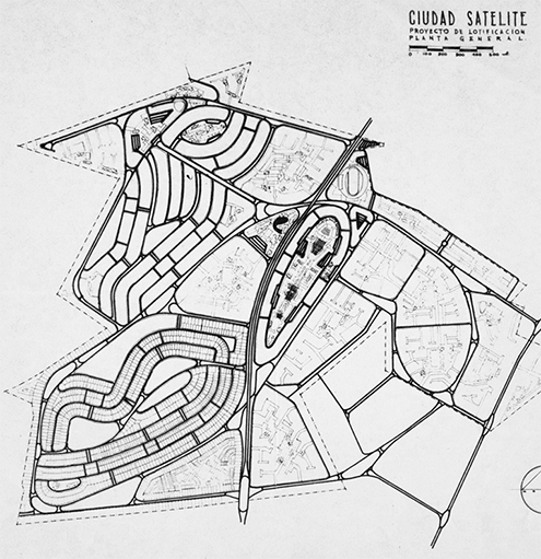 Original plan of Ciudad Satélite (Satellite City), conceived by Mario Pani