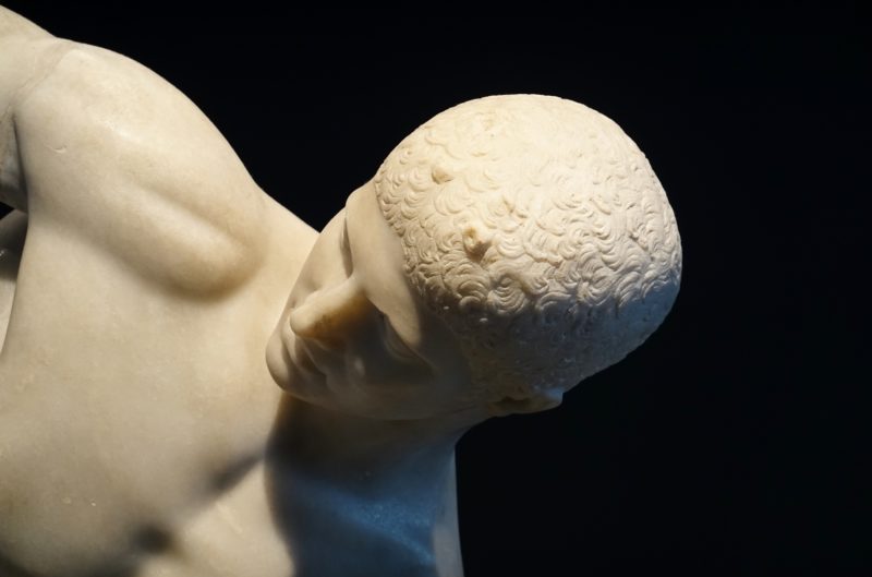 The Discobolus Lancellotti (Discus Thrower), Roman copy of the 5th century BC Greek statue Discobolus of Myron, installation view, Museo Nazionale Romano, Rome, Italy