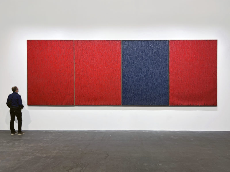 Ha Chong-Hyun – Conjunction 18-201 & Conjunction 18-202, 2018, oil on hemp cloth, 260 x 776 cm