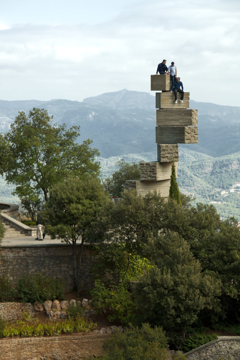 Josep Maria Subirachs - Monument a Ramon Llull (Escala de l'Enteniment) (Monument to Ramon Llull (Stairway to Understanding)), 1976, concrete, 870 cm, outer area of the Montserrat Monastery, Catalonia, Spain