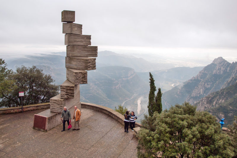 Josep Maria Subirachs - Monument a Ramon Llull (Escala de l'Enteniment) (Monument to Ramon Llull (Stairway to Understanding)), 1976, concrete, 870 cm, outer area of the Montserrat Monastery, Catalonia, Spain