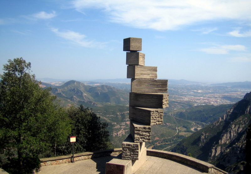 Josep Maria Subirachs - Monument a Ramon Llull (Escala de l'Enteniment) (Monument to Ramon Llull (Stairway to Understanding)), 1976, concrete, 870 cm, outer area of the Montserrat Monastery, Catalonia, Spain