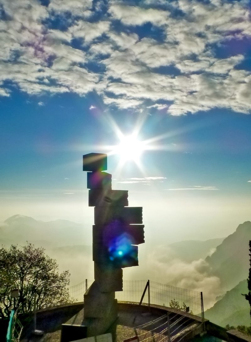 Josep Maria Subirachs - Monument a Ramon Llull (Escala de l'Enteniment) (Monument to Ramon Llull (Stairway to Understanding)), 1976, concrete, 870 cm, outer area of the Montserrat Monastery, Catalonia, Spain