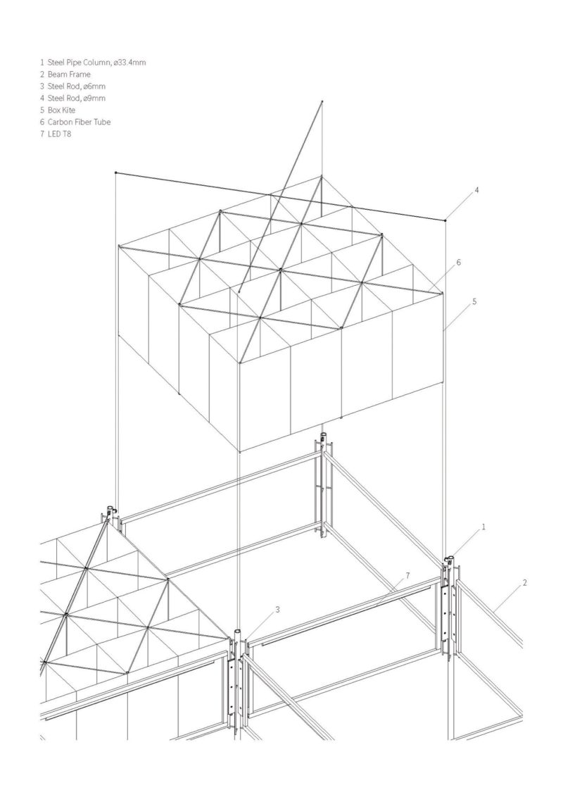 Shen Ting Tseng Architects - Floating Pavilion, Exploded Isometric Drawing