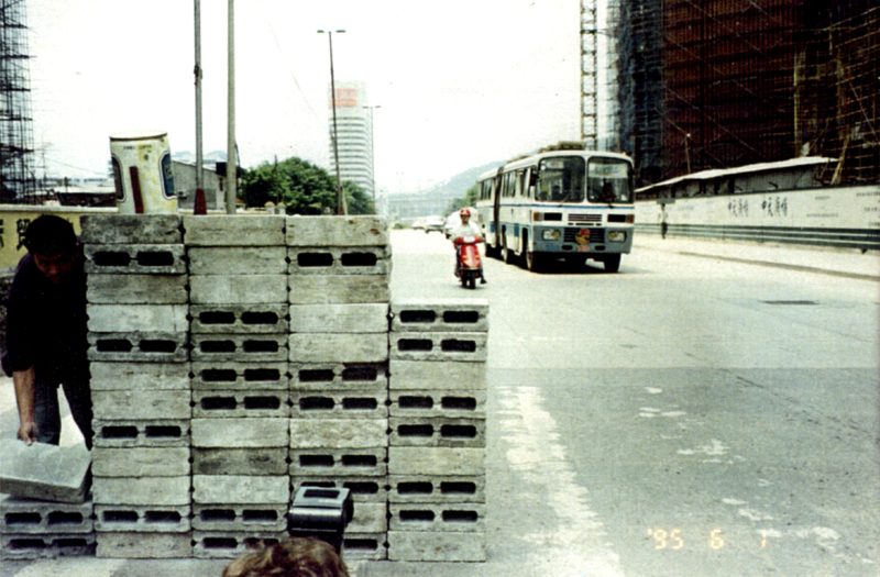 Lin Yilin - Safely Maneuvering across Lin He Road, 1995, performance, Guangzhou, China