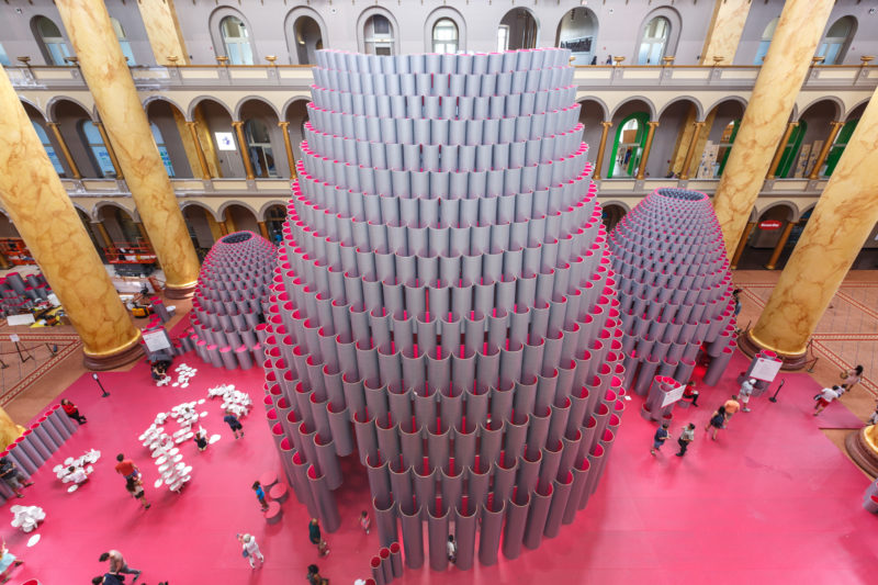 Studio Gang - Hive, 2017, 2,700 wound paper tubes, installation view, National Building Museum