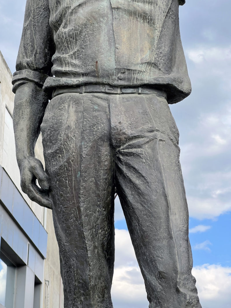 George W. Bush statue, 2011, bronze, 2.58 m (9.3 ft.), 400 kg (880 lb), installation view, Fushë Kruje, Albania