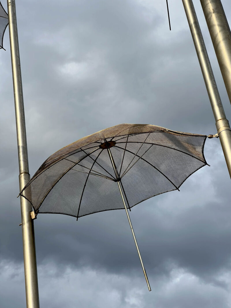 George Zongolopoulos - Umbrellas, 1997, stainless steel, height 13 m, Thessaloniki Seafront, Thessaloniki, Greece