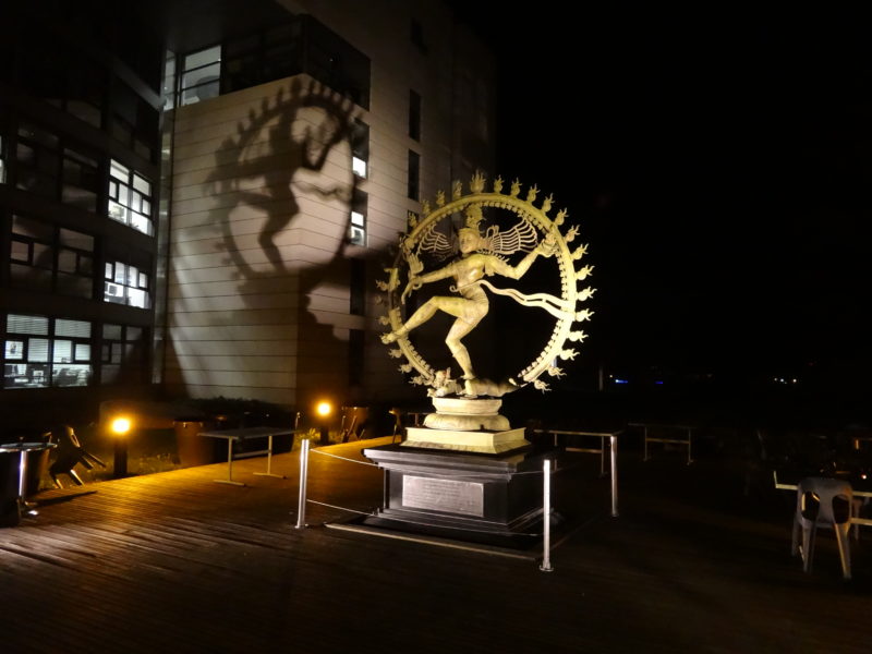 Nataraja (Shiva), 2004, bronze, 2 meters, installation view, CERN, Meyrin, Switzerland