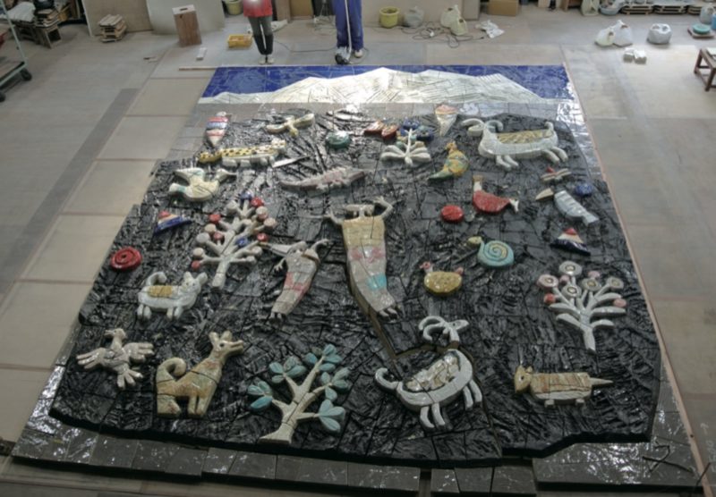 Production of Fumiko Hori's Utopia, 2014, 4,5 x 5,5 meter, ceramic relief