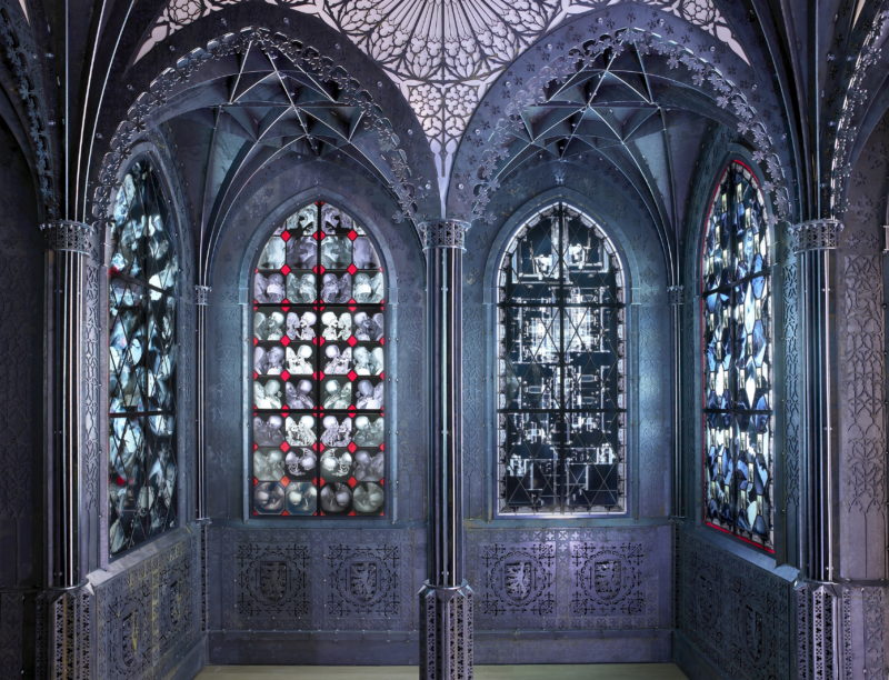 Wim Delvoye - Chapel MUDAM Luxembourg, 2006, laser-cut Corten steel and stained-glass windows, 900 x 400 x 600 cm