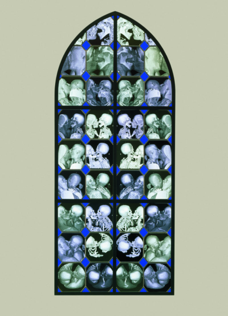 Wim Delvoye - Erato, 2001-2002, steel, x-ray photographs, lead, glass, 200 x 80 cm
