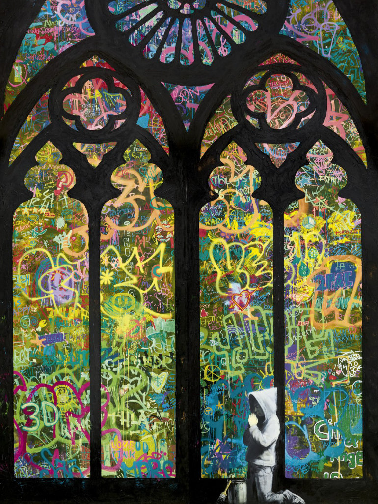 Banksy’s monumental stained glass window - Forgive us our trespassing