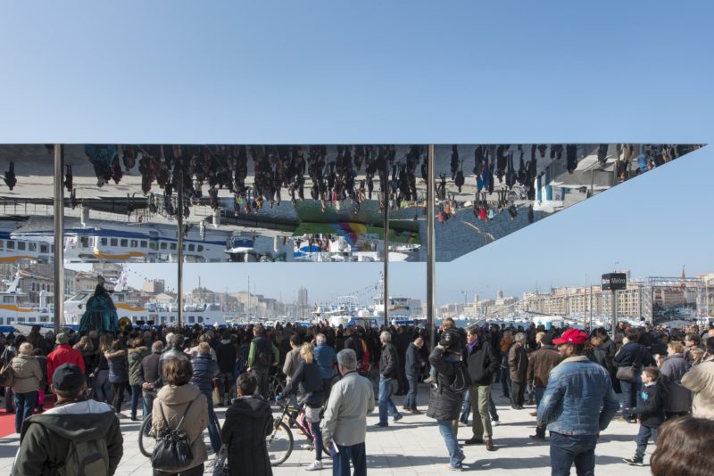 Foster + Partners - Marseille Vieux Port (L’Ombrière), 2013, stainless steel, pillars, 46 x 22 meter