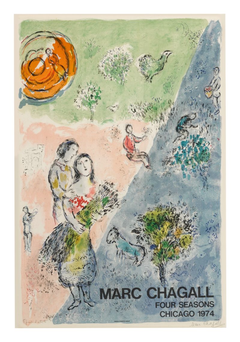 Marc Chagall - The Four Seasons, 1974, lithograph printed in colors, 90 x 60,6 cm