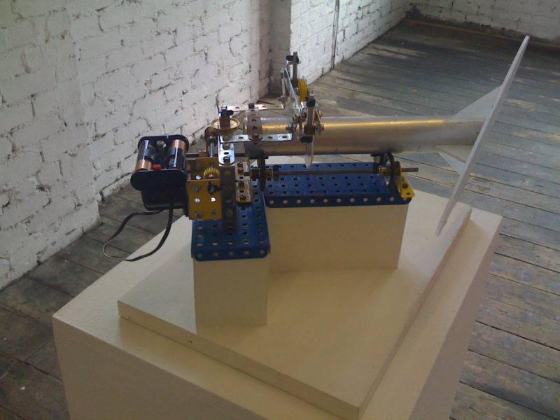 Mechanical model of Richard Wilsons Turning the Place Over, 2007, installation view, The Grey Gallery, Edinburgh, Scotland