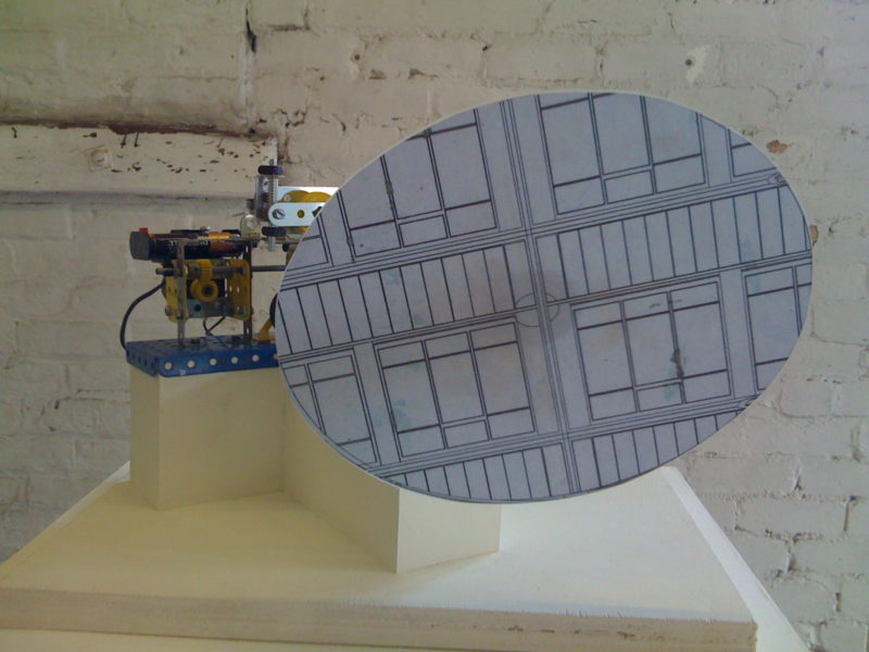 Mechanical model of Richard Wilsons Turning the Place Over, 2007, installation view, The Grey Gallery, Edinburgh, Scotland