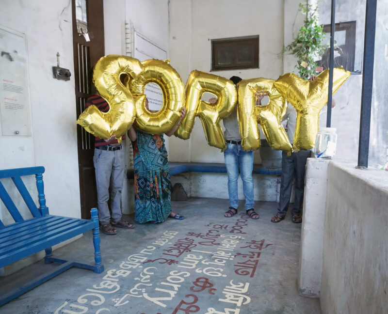 Silence was Golden, gold balloons, India, Ahmedabad - Sorry, 2019, workshop, Museum of Conflict