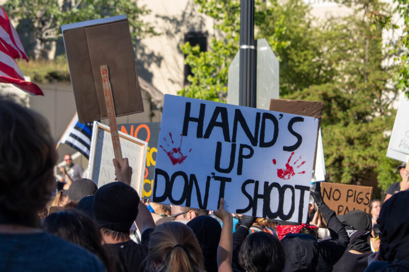 Hands up, don't shoot protest sign