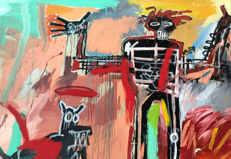 Jean-Michel Basquiat - Boy and Dog in a Johnnypump, 1982, oil on canvas, 240 x 420 cm (96 x 164 in), installation view, Fondation Beyeler, Switzerland, 2023