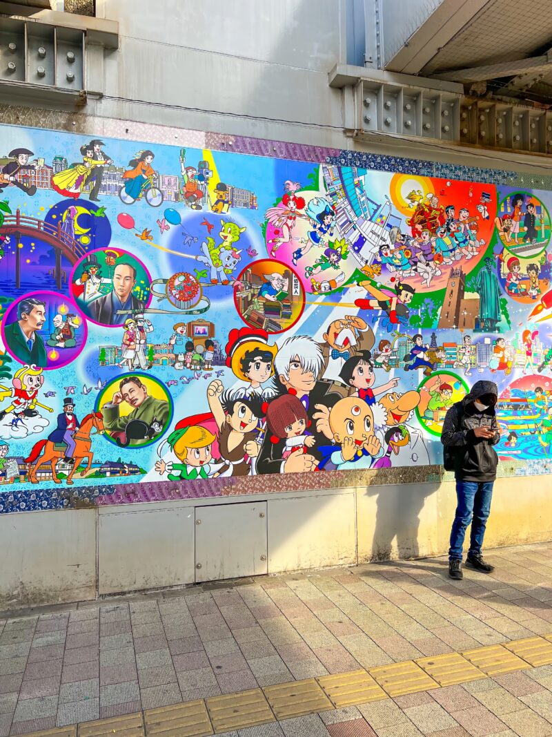 Tezuka Osamu - The History and Culture of Takadanobaba - From the past to the present and the future (detail), 2008, installation view, Takadanobaba station, Tokyo, Japan