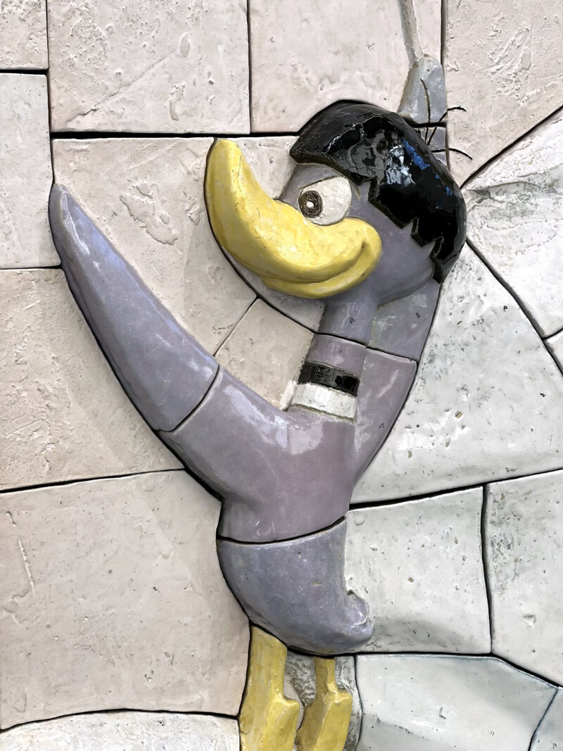 Tezuka Osamu – Characters on Parade, 2019, 460 ceramic tiles, 2.6 meters high, 8.8 meters wide, installation view, Kokusai-Tenjijō station, Kōtō, Tokyo, Japan