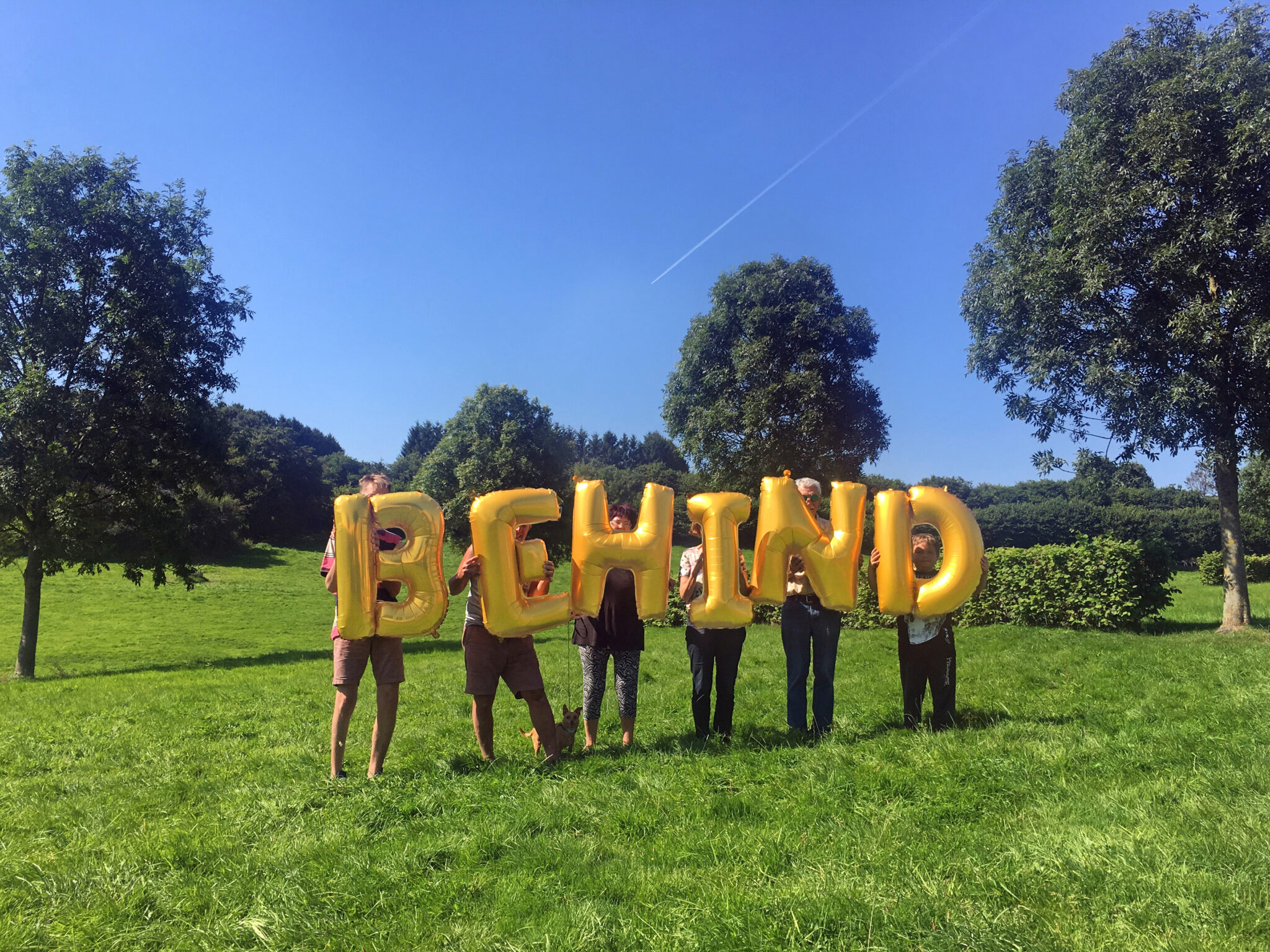 Golden balloons in Verviers, Belgium – Behind