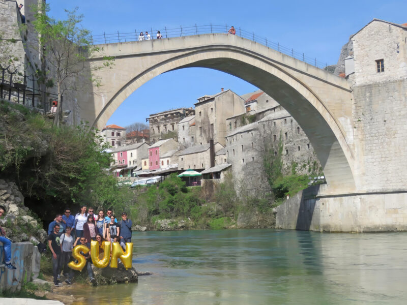 Bosnia & Herzegovina, Mostar, Old Bridge (Stari Most), Silence was Golden, gold balloons